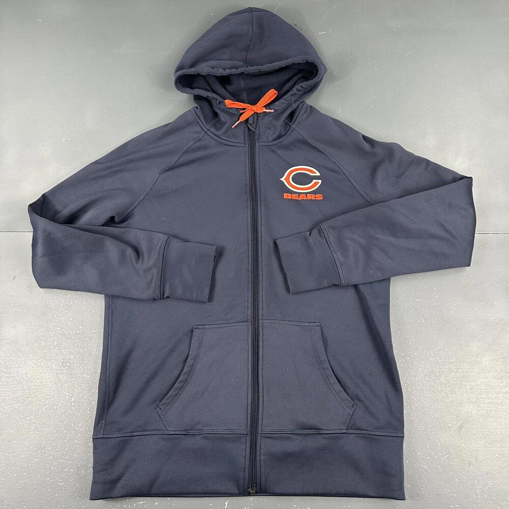 Chicago Bears Hoodie Womens Large Navy Blue Full Zip Nike Therma Fit Mini Reaper